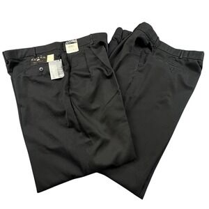 (2) Savane Men Dress Cuffed Pants 36x30 Black‎ No Wrinkle NEW and Used *READ